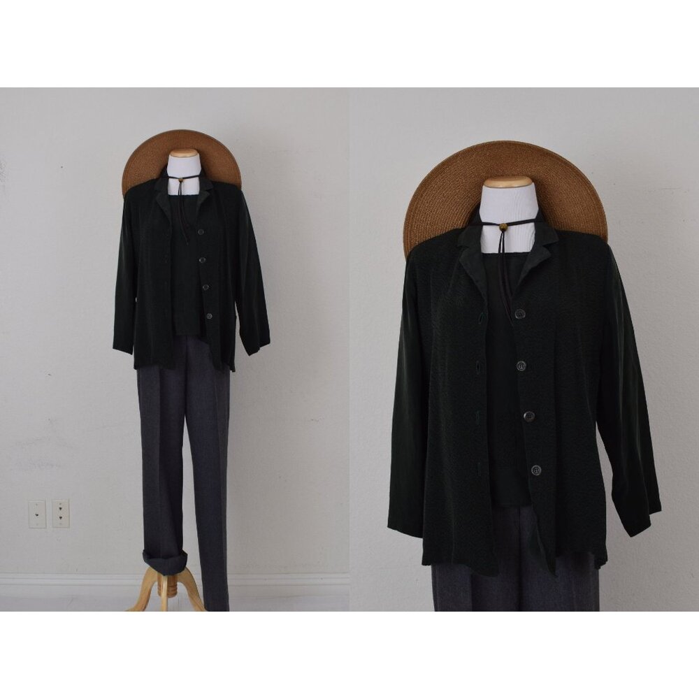 Vintage 90s Hunter Green 2 pc Jacket + blouse